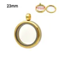 23mm Gold stainless steel round glass locket pendant Gau box for jewelry making - 23mm / Gold