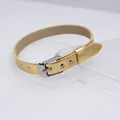 Cinturino in pelle PU oro 8mm accessorio per ciondoli fai-da-te e creazione gioielli - Fibbia in Acciaio Quadrata / 8mm / Oro Metallico