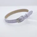 Lavender 8mm faux leather PU wristband for DIY personalized jewelry charms and accessories - Square Steel Buckle / 8mm Width / Light Purple