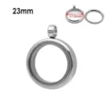 Round stainless steel double-sided glass photo locket pendant with 23mm outer diameter - 23mm / Steel