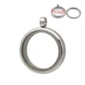 27mm round stainless steel floating locket pendant with double-sided glass window - 27mm / Steel
