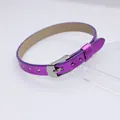 Cinturino in pelle PU metallizzata viola 8mm fai-da-te con fibbia argento per charm - Fibbia in Acciaio Quadrata / 8mm / Viola Profondo Metallizzato