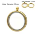 Gold stainless steel round locket pendant with double-sided glass, 33mm variant - 33mm / Gold
