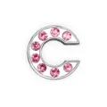 Sparkling 10mm silver alloy alphabet letter C bead with pink rhinestones for DIY - Letter C / 10mm / Silver (Pink Rhinestone)