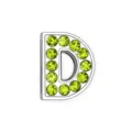 Sparkling 10mm green rhinestone letter D charm bead for DIY personalized jewelry making - Letter D / 10mm / Silver (Emerald Green Rhinestone)