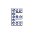 10mm silver alloy letter E charm bead with inlaid light blue rhinestones for DIY jewelry - Letter E