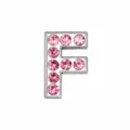10mm silver letter F charm bead with vibrant pink rhinestones for DIY jewelry and crafts - Letter F