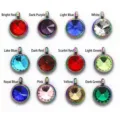 Set of 12 colorful 10mm stainless steel birthstone crystal pendants for DIY jewelry - Deep purple / Rainbow Cabochon Settings
