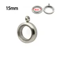 15mm roestvrijstalen medaillon hanger met glazen vensters voor bedeltjes - Gedraaid Frame (Schroefopening) / 15mm / Staalkleur