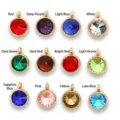 Collection of 12-color 10mm birthstone pendants with stainless steel base - Deep purple / Rose Gold Base