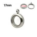 17mm ronde roestvrijstalen medaillon hanger met glazen venster en stevige schroefsluiting - Gedraaid Frame (Schroefopening) / 17mm / Staalkleur