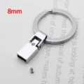 Connettore portachiavi in lega d'argento lucida con cristallo per creazioni fai da te - Connettore 8mm (Con Anello) / Argento