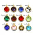 Collection of 12 colors of 10mm stainless steel birthstone pendants for DIY jewelry making - Deep purple / Gold Base