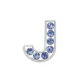 10mm silver alloy alphabet bead letter J inlaid with sparkling light blue rhinestones - Letter J