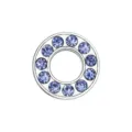 10mm silver alloy round slider bead featuring light blue rhinestones for DIY jewelry - Letter O