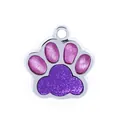 Enamel purple and pink glitter pet paw pendant charm for DIY alloy jewelry making - 16.5x17.6mm / Rose Pink And Purple