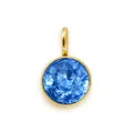 Faceted blue birthstone pendant in 6mm gold-plated stainless steel for DIY jewelry making - Light Blue (HC513-March)