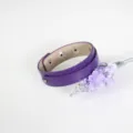 Purple snakeskin faux leather double-layer bracelet with adjustable silver snap buttons - Deep purple