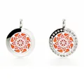 Ciondolo medaglione diffusore aromaterapia 20mm in acciaio inox con motivo floreale - Motivo Mandala (001) / 20mm Acciaio Inossidabile Chiusura Magnetica Lucido