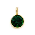 6mm round green birthstone pendant charm in gold-plated stainless steel for DIY jewelry - Deep Green (HC513-May)