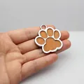 Grote oranje glitter pootafdruk huisdier ID tag van duurzame zilveren zinklegering - L / Oranje