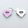 Pink and silver crown heart charms for 8mm DIY bracelet slides. - Crown Heart (SL771)