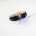 Schwarzes Armband aus Kunstleder mit Schlangenmuster und verstellbaren Druckknöpfen - Schwarz