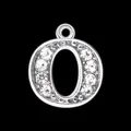 Polished silver number 0 pendant encrusted with sparkling clear rhinestones for DIY jewelry - Number 0 / Silver