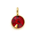 6mm stainless steel gold birthstone pendant with red lucky stone charm for DIY jewelry - Bright Red (HC513-July)