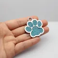 Hondenpenning met blauwe glitter pootafdruk gemaakt van een stevige zinklegering - L / Lichtblauw