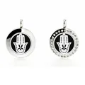 Twee 20 mm roestvrijstalen Hamsa-hand aromatherapie diffuser medaillon hangers - Hamsa Hand (004) / 20mm Draaisluiting Gepolijst / 004