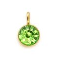 6mm green faceted crystal birthstone charm in gold-plated stainless steel bezel - Olive Green (HC513-August)