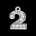 Sparkling silver rhinestone number 2 charm pendant for DIY jewelry and keychains 15mm - Number 2 / Silver