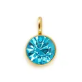 Golden stainless steel pendant with light blue crystal birthstone for DIY jewelry 6mm - Lake Blue (HC513-December)