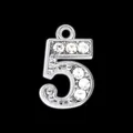 15mm silver rhinestone number 5 pendant charm for DIY jewelry making and accessories - Number 5 / Silver