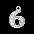 Sparkling 15mm silver rhinestone number 6 pendant charm for DIY jewelry making accessories - Number 6 / Silver