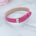 Bracelet en simili cuir à motif serpent rose de 10mm avec boucle réglable pour breloques DIY - Nouvelle boucle en acier carré motif serpent / 10mm / Rose rouge