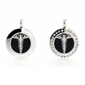 20mm roestvrijstalen aromatherapie hanger met medische caduceus en strass stenen - Caduceus Stijl (513) / 20mm Roestvrijstalen Twist Hanger - Gepolijst