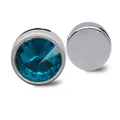 Premium 8mm blue birthstone crystal glass bead accessory for DIY jewelry with silver metal base - Dark Lake Blue