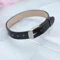 Bracelet en similicuir noir à motif serpent avec boucle argentée pour bijoux DIY. - Nouvelle boucle en acier carré motif serpent / 10mm / Noir