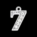 Shiny silver number 7 charm pendant with clear rhinestones for DIY jewelry making - Number 7 / Silver