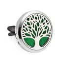30 mm roestvrijstalen auto aromatherapie clip diffuser met Levensboom design en viltpad - Gepolijste Levensboom Stijl (HG305)