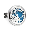 30mm zilveren roestvrijstalen auto-aromatherapie diffusorclip met blauwe viltpad - Gevleugelde Fee en Takken Stijl (HG410)