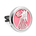 30mm roestvrijstalen auto aromatherapie clip met roze viltkussen en Maagd sterrenbeeld motief - Maagd Astrologisch Symbool Stijl (HG419)