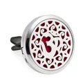 Ronde 30 mm roestvrijstalen auto ventilatie aromatherapie diffuser clip met rode viltpad - Hol Patroon Stijl (HG450)