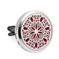 30mm zilveren auto aromatherapie diffuser clip met bloemenpatroon en rood viltje - Mandala Holle Stijl (HG453)