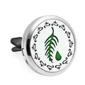 30mm roestvrijstalen auto aromatherapie diffusor vent clip met groen bladpatroon - Holle Veer Blad Stijl (HG658)