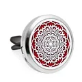 30mm roestvrijstalen auto aromatherapie clip met rode viltpad en mandala ontwerp - Mandala Holle Stijl (HG683)