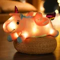 Pink glowing unicorn plush toy pillow with rainbow horn and wings for kids bedroom gift - Light-up / 50cm / Pink