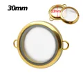 Gold stainless steel round glass locket pendant with double bails, 30mm diameter - 30mm Twist Double Bail Frame (Inner 23mm) / Gold